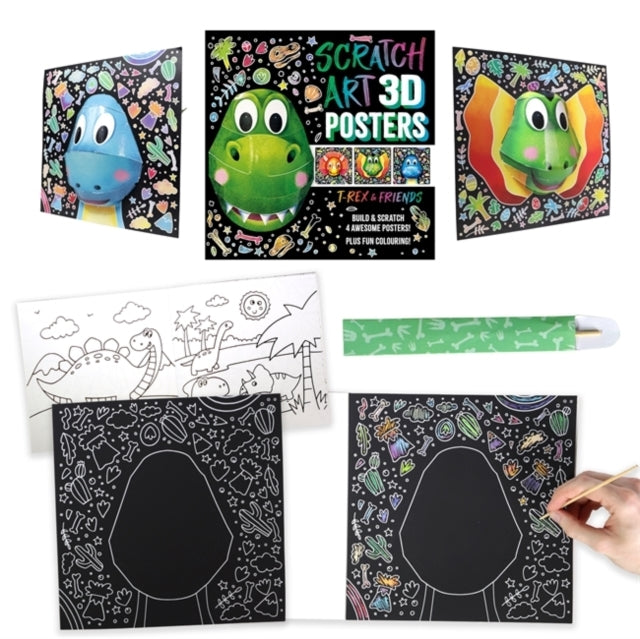 Scratch Art 3D Posters T-Rex & Friends