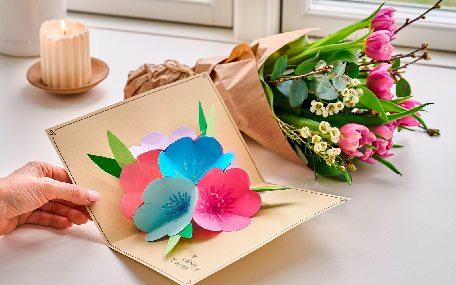 Blomster pop-up kort