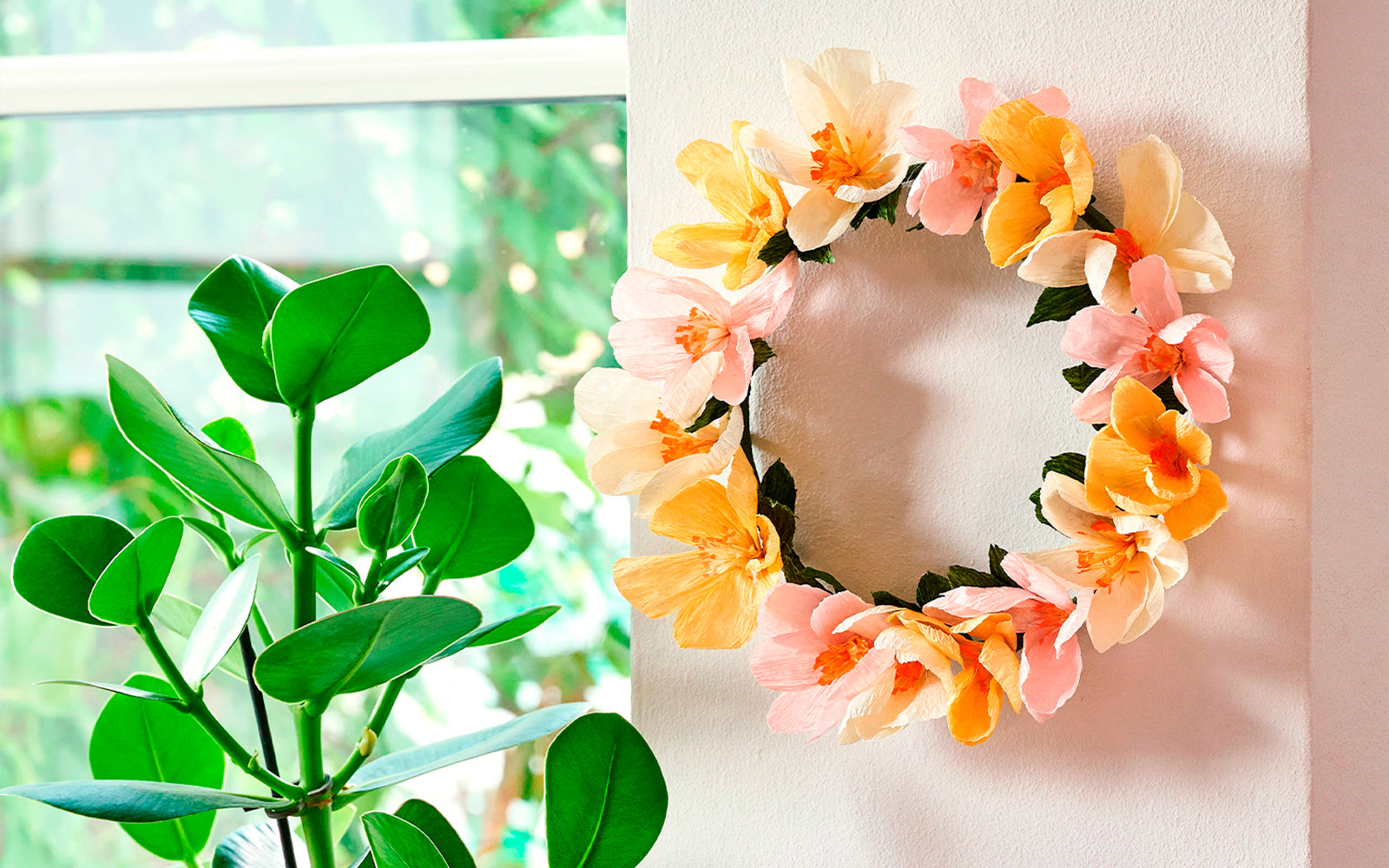 Blomsterkrans med crepepapir