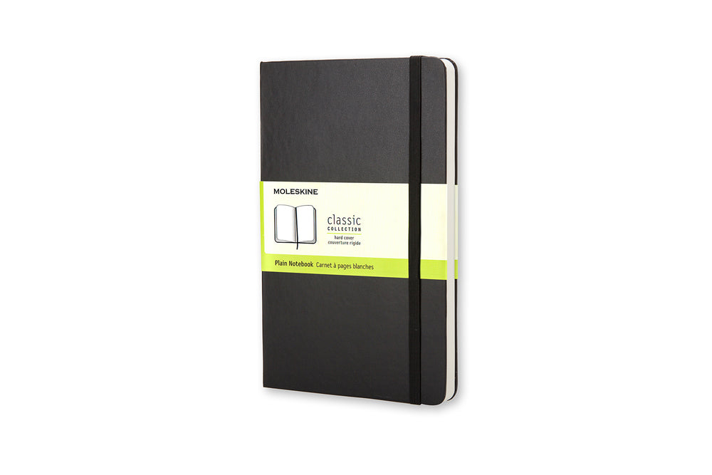 Notesbog Moleskine large sort m/240 blanke ark hard cover