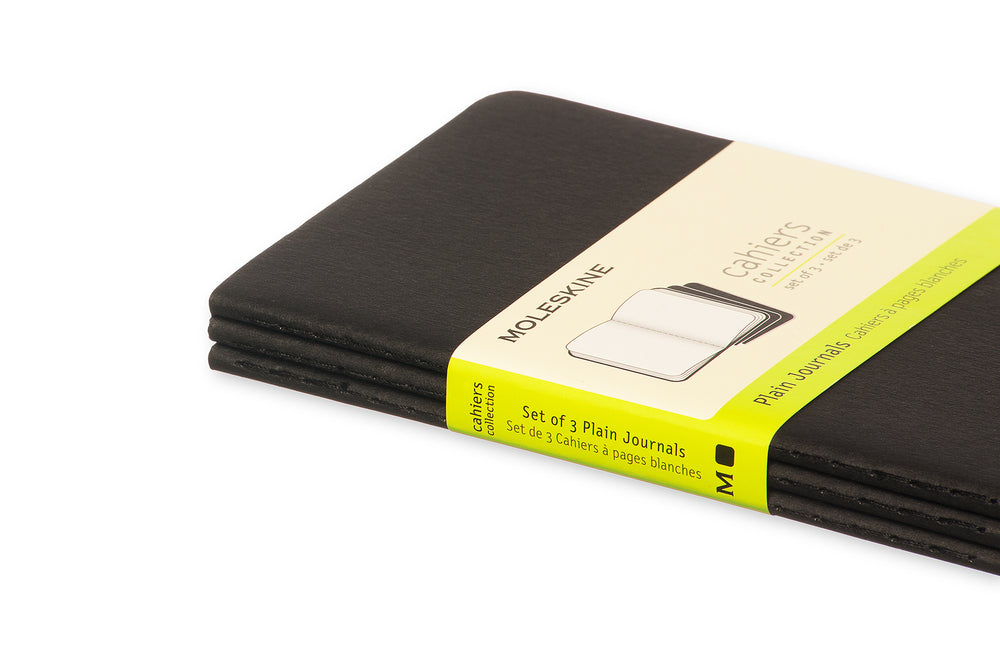 Notesbog Moleskine pocket cahiers sort 3 stk m/64 blanke ark