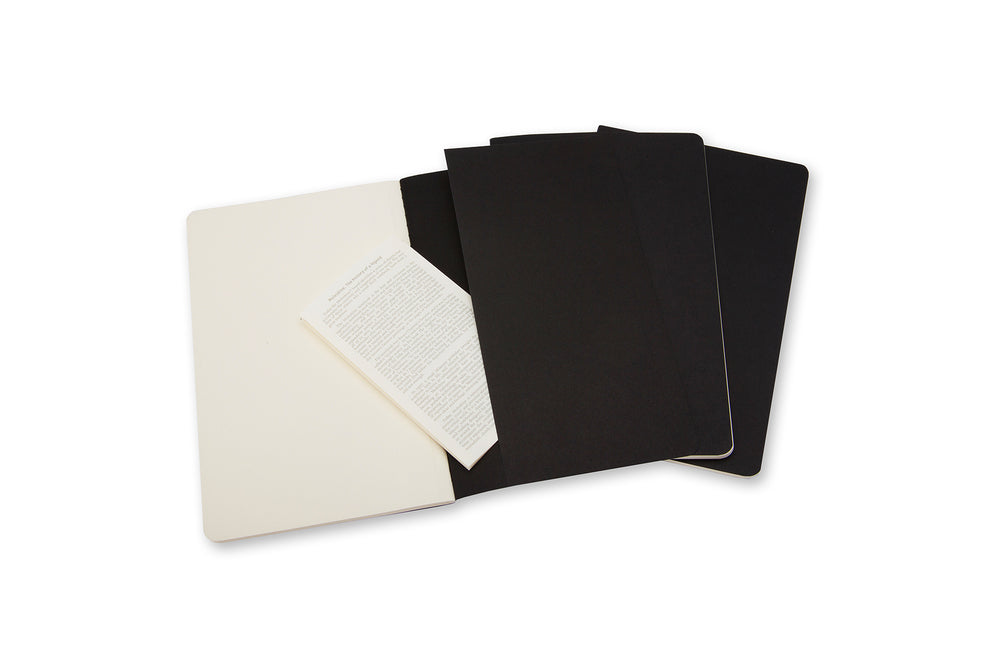 Notesbog Moleskine pocket cahiers sort 3 stk m/64 blanke ark