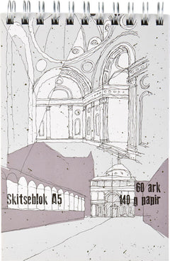 Tegne/skitse spiralblok A5 60 ark
