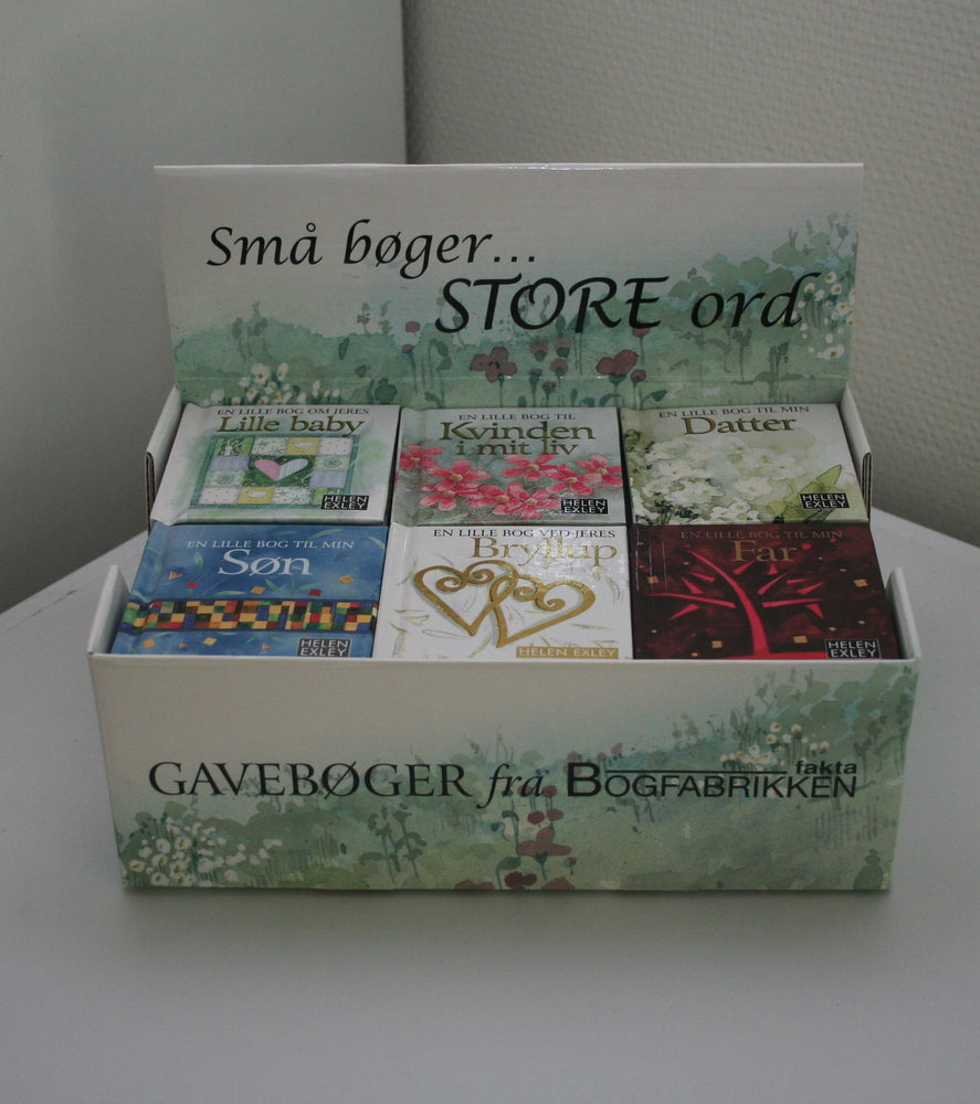 Display med 36 bøger (6 titler) - En lille bog, store ord