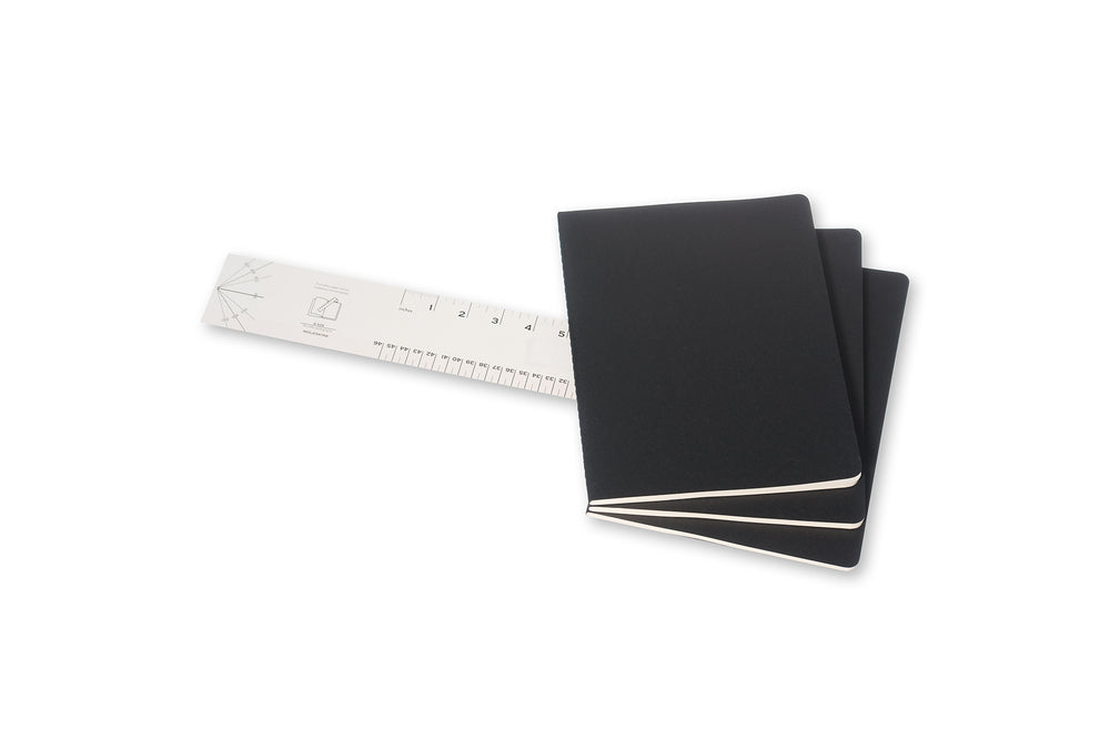 Notesbog Moleskine xl cahiers sort 3 stk m/120 linjerede ark