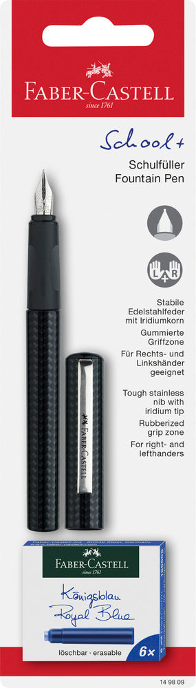 D2 Fyldepen bk børn carbon look incl 6 blæk