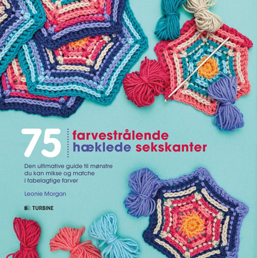 75 farvestrålende hæklede sekskanter