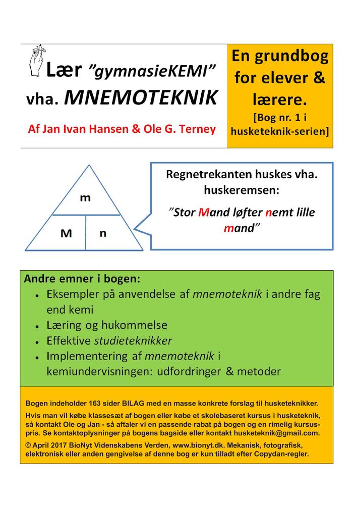 Lær gymnasie-KEMI vha  MNEMOTEKNIK - En grundbog for elever & lærere