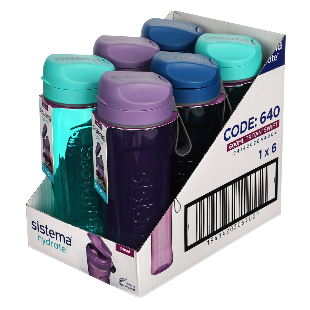 Drikkeflaske Sistema 600ml tritan swift bottle ass