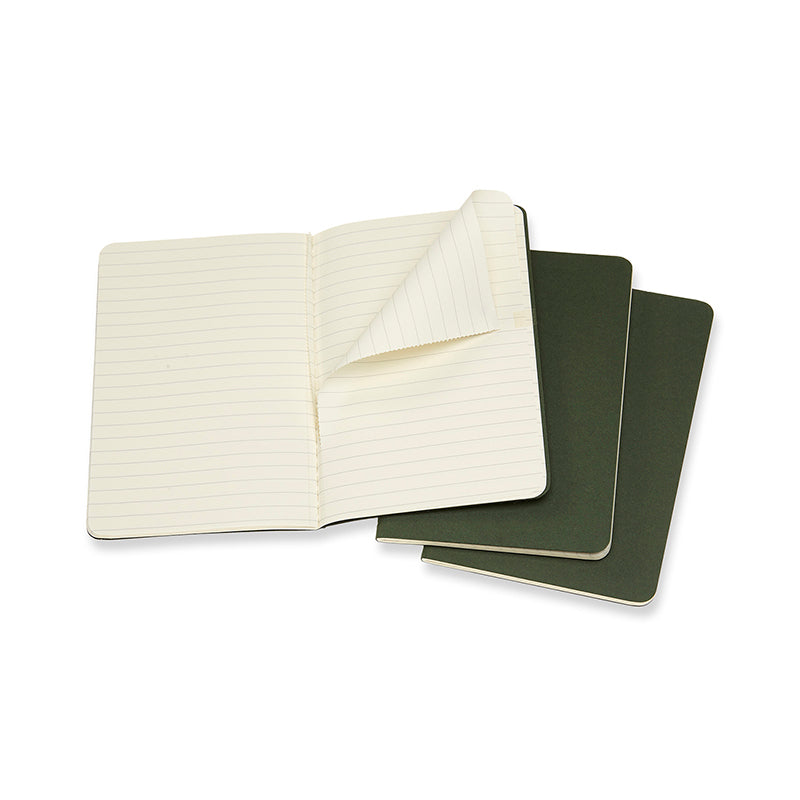 Notesbog Moleskine pocket cahiers grøn 3 stk m/64 linjerede