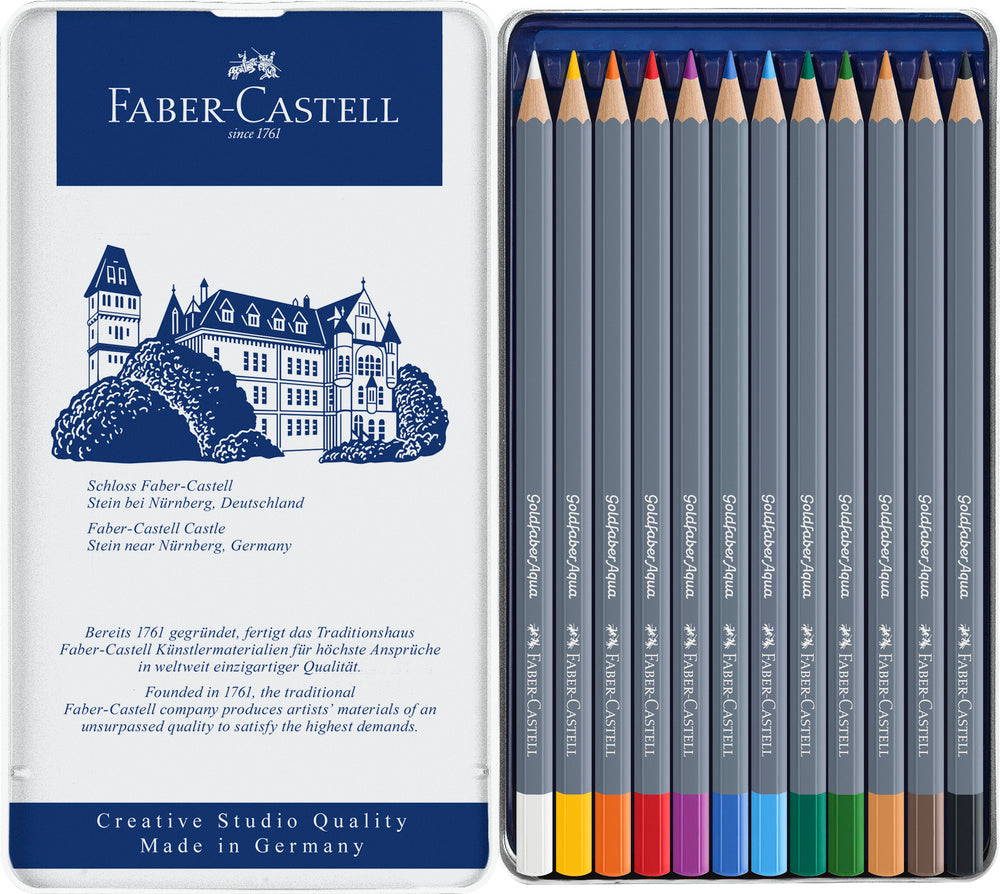 Farveblyant Goldfaber Akvarel tinæske 12 ass