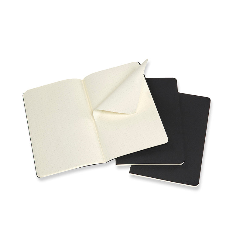Notesbog Moleskine large cahiers sort 3 stk m/80 prikket ark