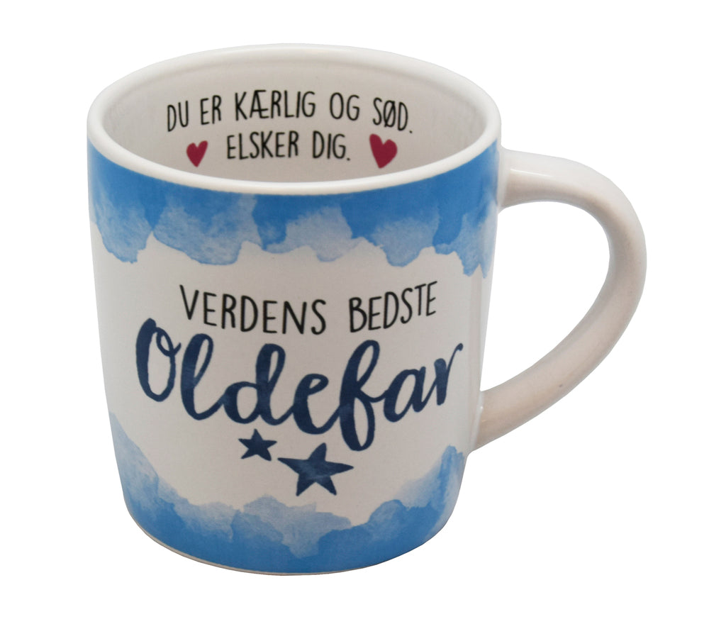 Krus enjoy oldefar hvid og blå