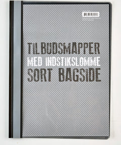 Tilbudsmappe A4 Relief sort med lomme