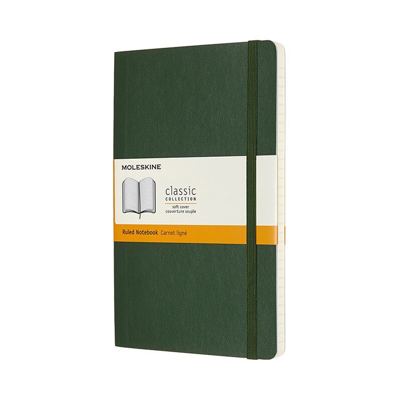 Notesbog Moleskine classic large soft r myr green 13x21cm