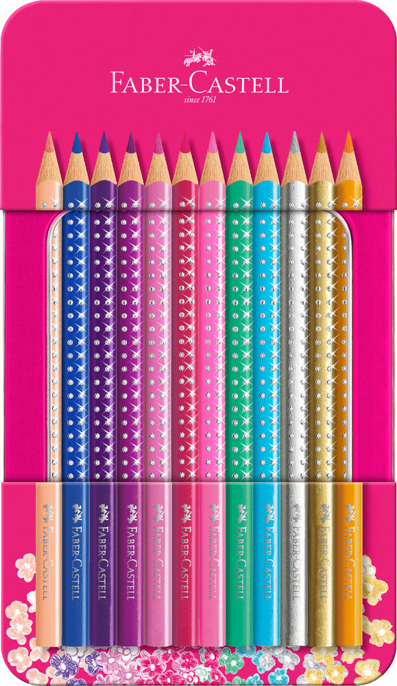 Farveblyant Faber-Castell sparkle 12 farver tinæske