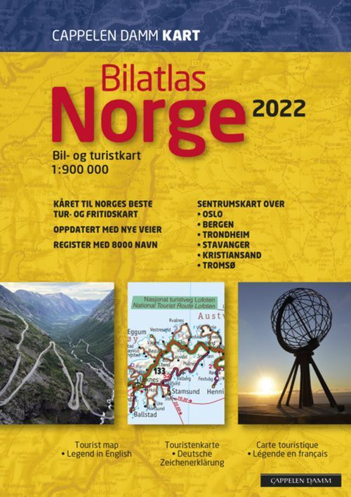 D2 Bilatlas Norge 2022 : bil- og turistkart = tourist map = Touristenkarte = carte touristique : 1:900 000