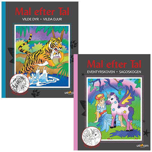 Mal efter Tal malebøger - Vilde Dyr & Eventyrskoven - 2 stk.