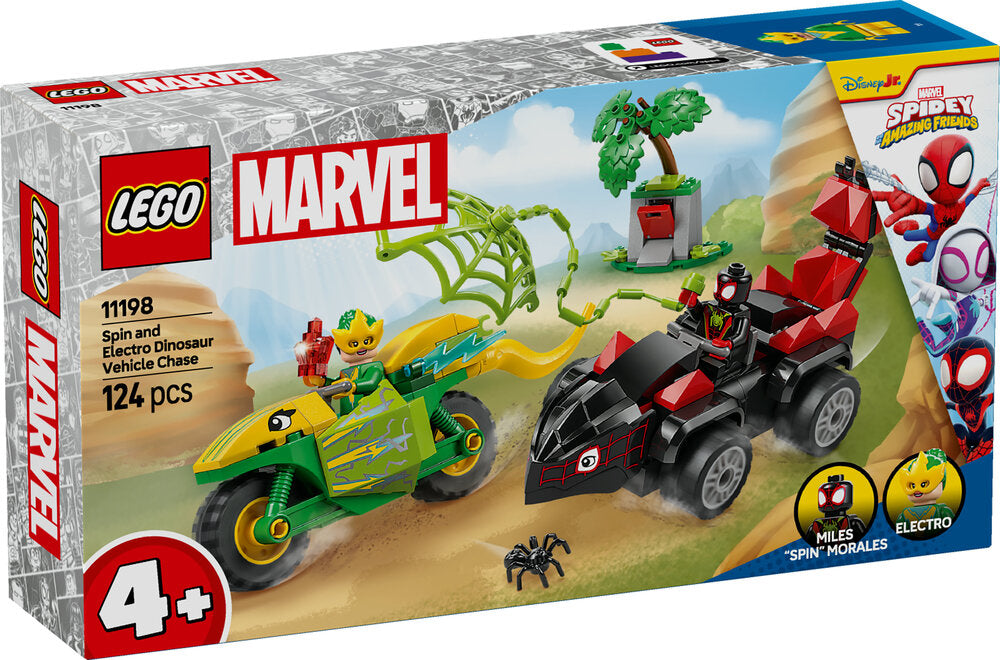 11198 LEGO Spidey Spin og Electros jagt i dinosaurkøretøjer