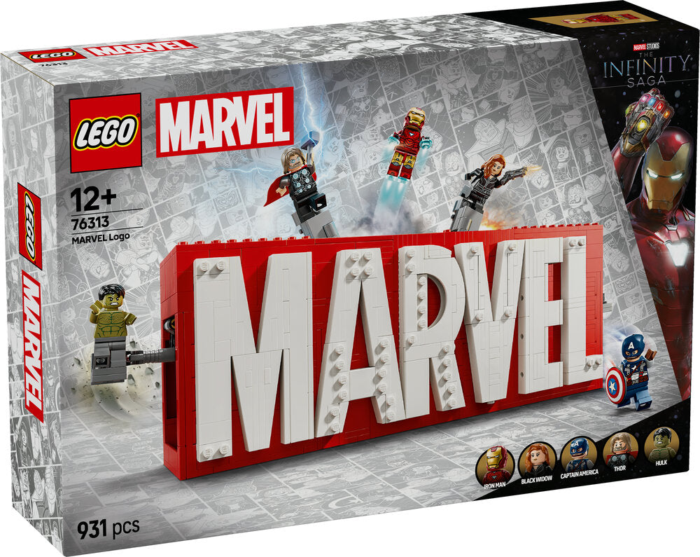 76313 LEGO Super Heroes Marvel MARVEL-logo og minifigurer