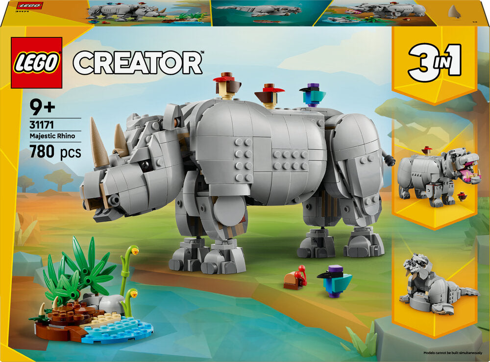 31171 LEGO Creator Vilde dyr: Majestætisk næsehorn med fugle