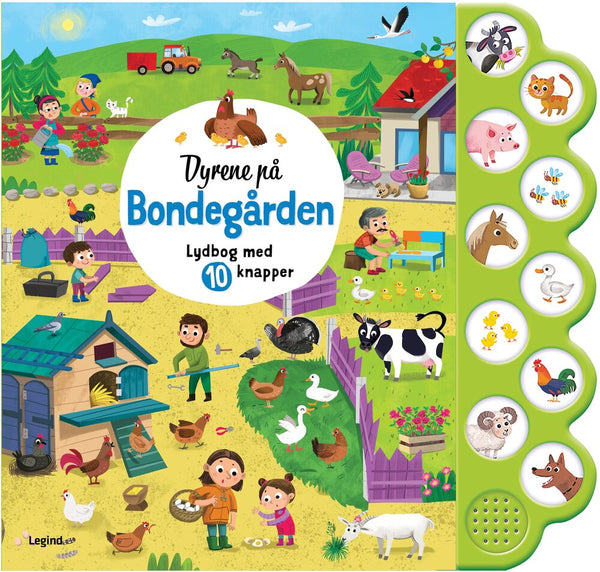 Dyrene på bondegården – lydbog med 10 knapper – bog til 1-årige
