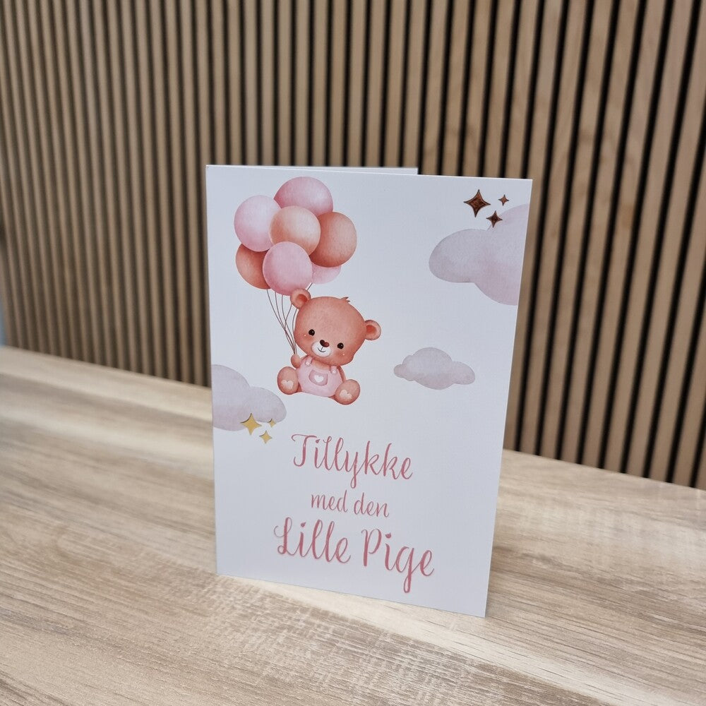 Kort Dobbelt m/konvolut Tillykke Med Den Lille Pige