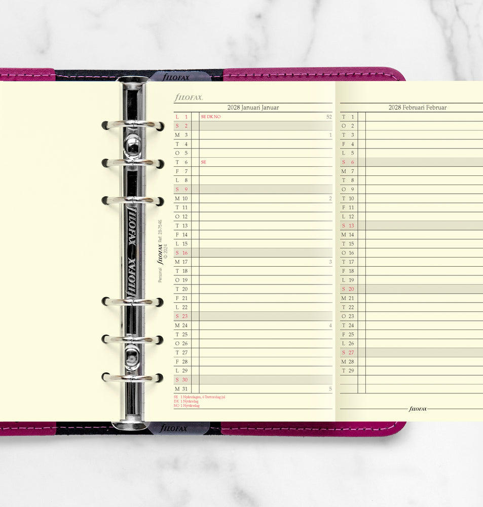 Refill Årssæt Filofax Personal 2028
