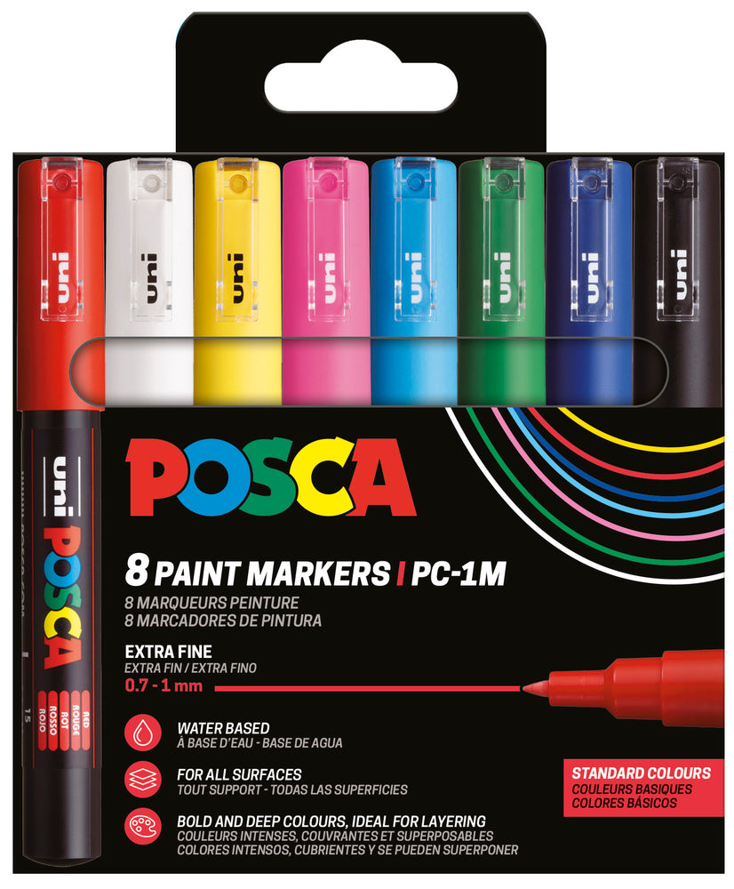 D2 Posca Paintmarker Uni PC-1M 8P sæt basic colors
