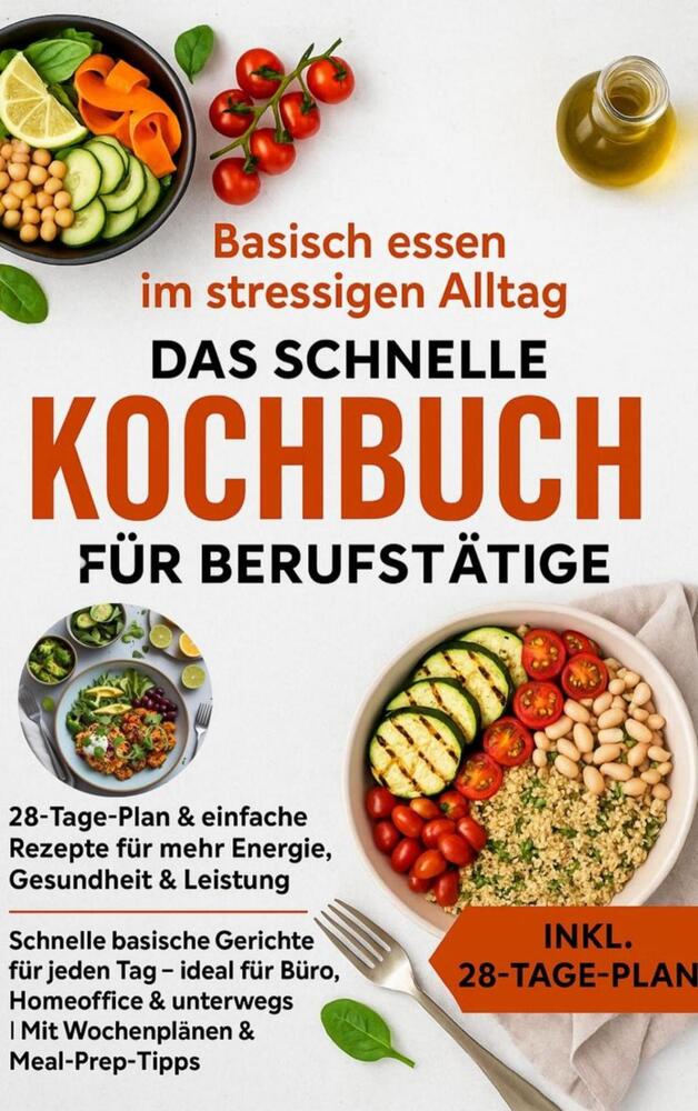 Basisch essen im stressigen Alltag – Das schnelle Kochbuch für Berufstätige: 28-Tage-Plan & einfache Rezepte für mehr Energie, Gesundheit & Leistung
