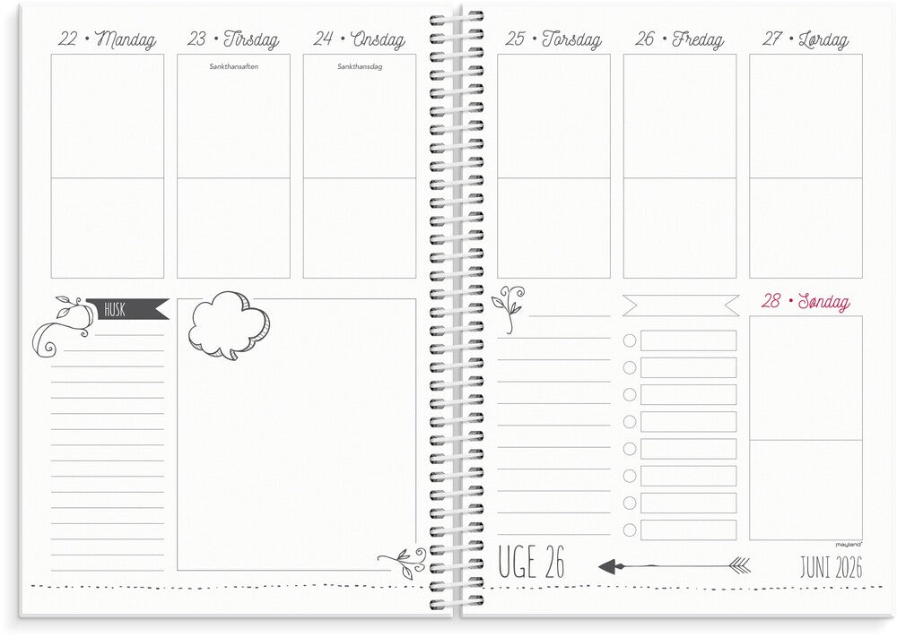 Mayland STUDIEKALENDER 26/27 A5 DOODLE I M/UGEopslag