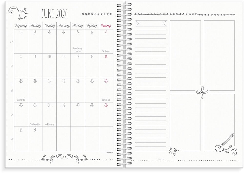 Mayland STUDIEKALENDER 26/27 A5 DOODLE I M/UGEopslag