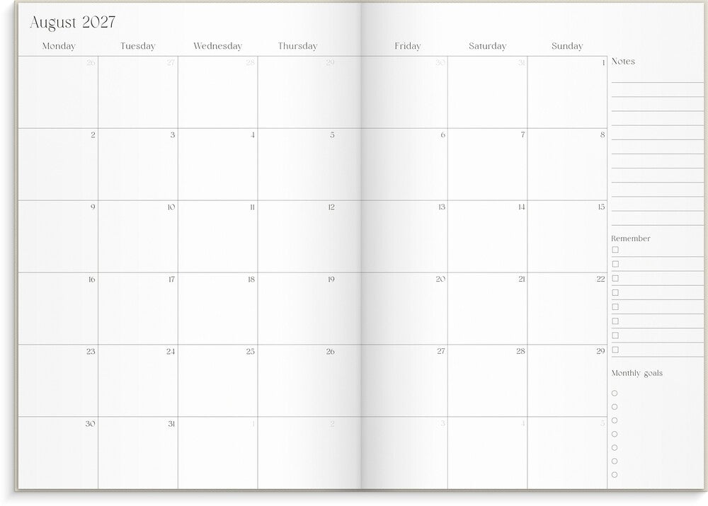 Studiekalender 26/27 MAYLAND A5 Uge Højformat Beige Engelsk