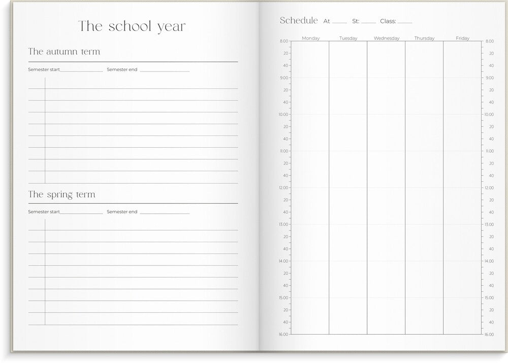 Studiekalender 26/27 MAYLAND A5 Uge Højformat Beige Engelsk
