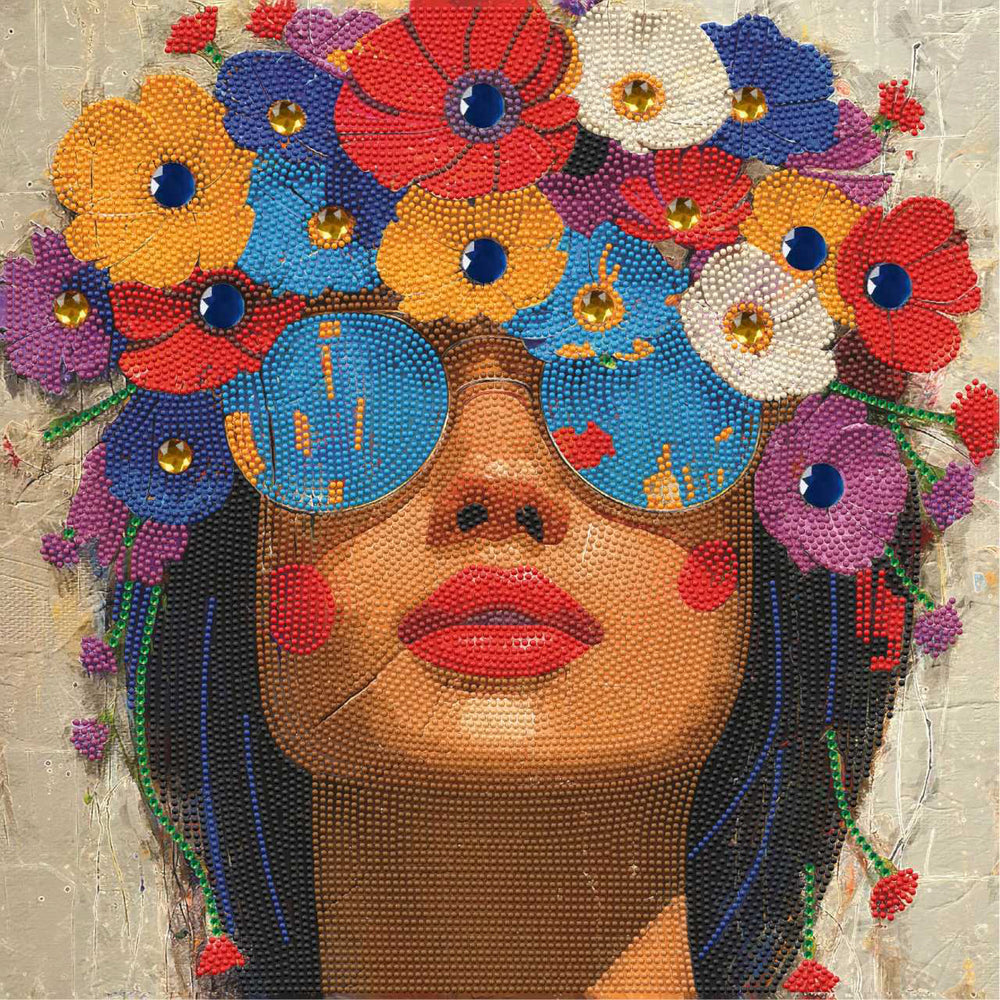 Diamond Art Ansigt/Blomst Mix 40X40Cm