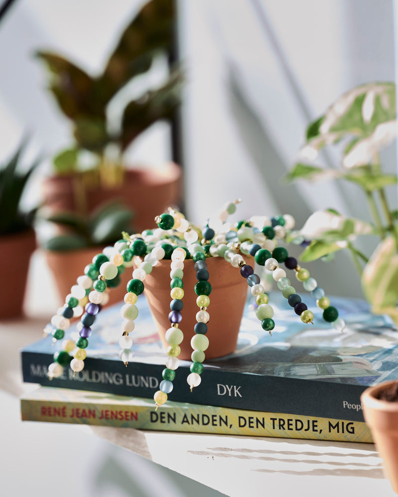 Perler i rør grøn/mørkegrøn/hvid 3 ass