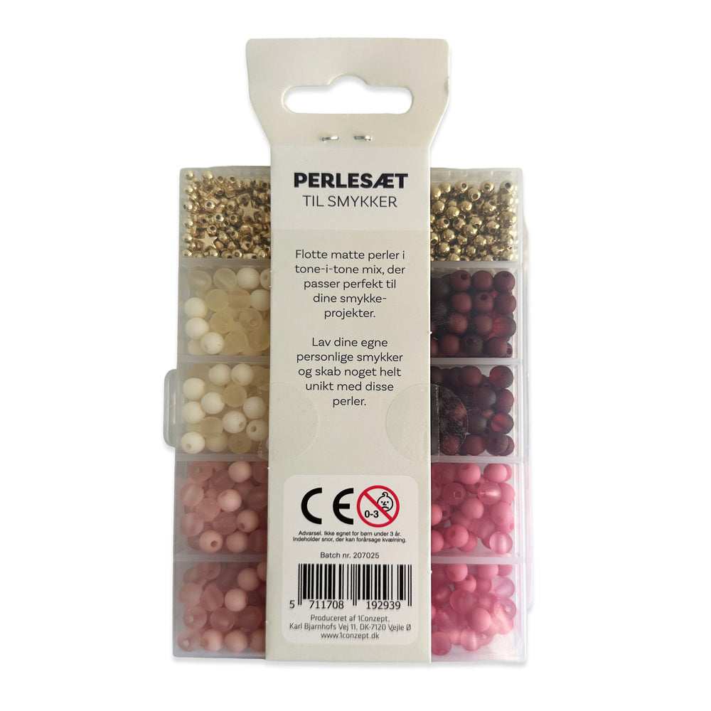 Perler æske matte blomme/rosa/guld/offwhite tone i tone mix