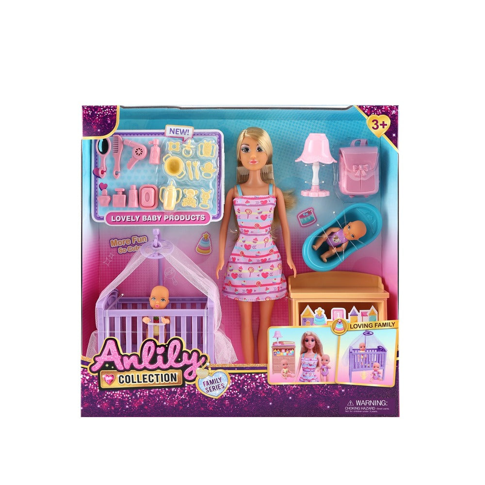 Anlily dukke med baby værelse