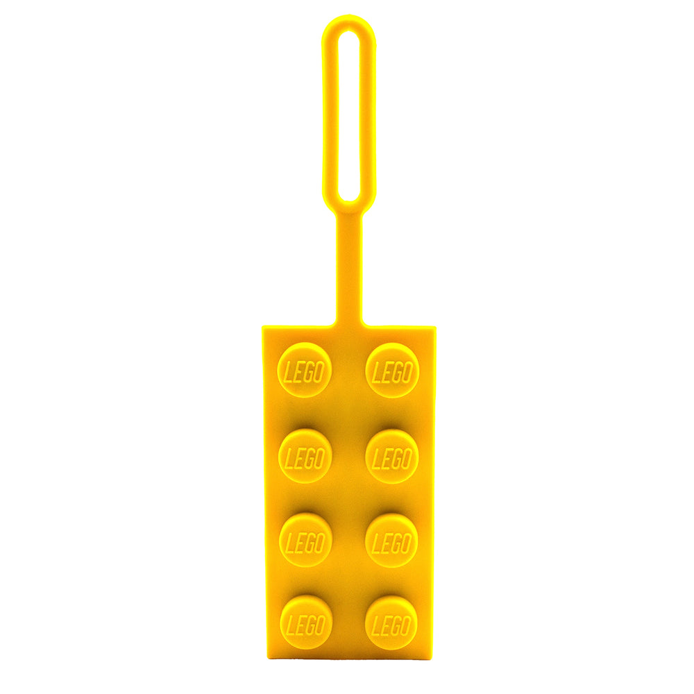 LEGO taskemærke, gul klods