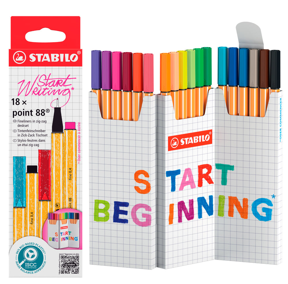 Fineliner Stabilo Tusch Point 88 18 Ass Farver Zig-Zag Æske