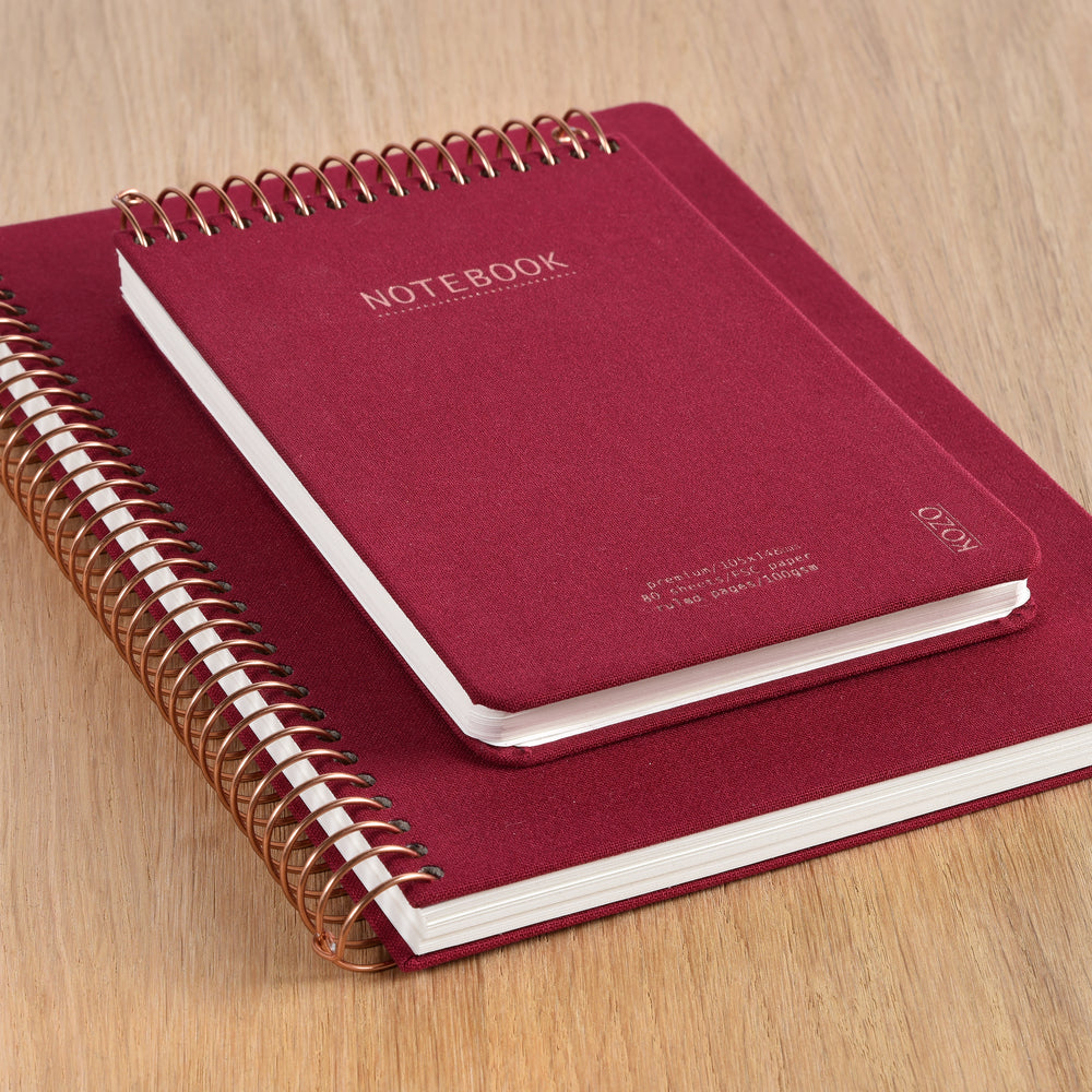 Notesbog KOZO A5 Berry red linjeret