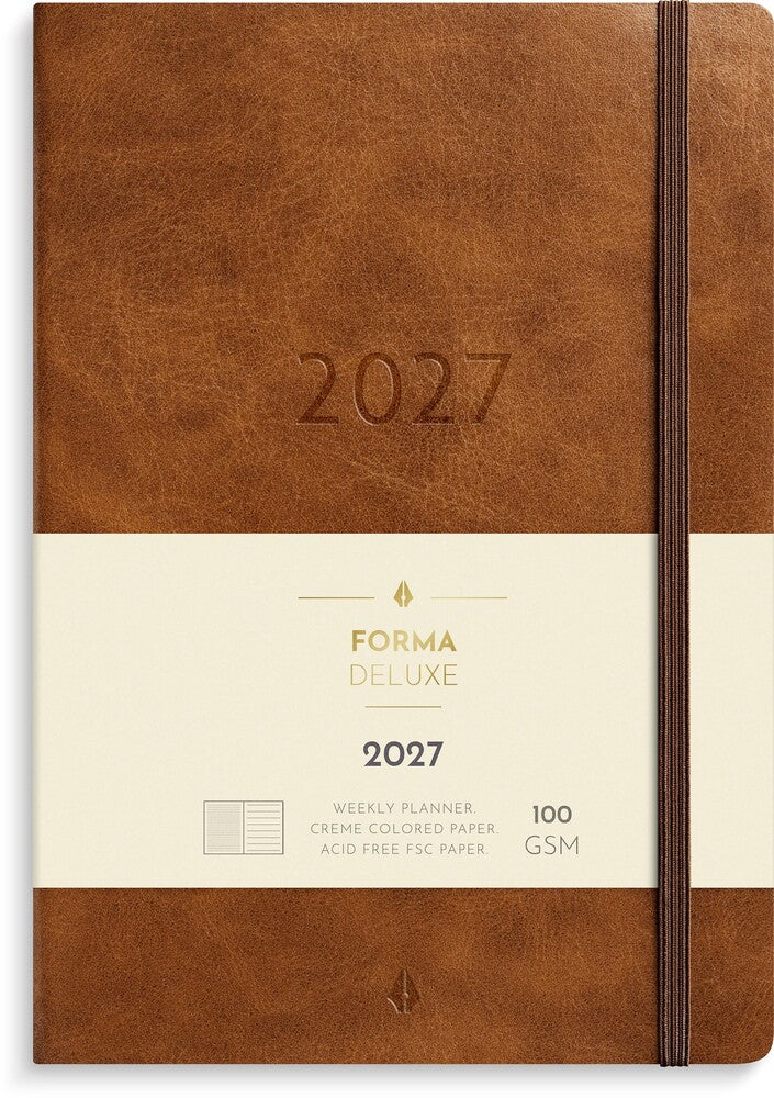 Ugekalender 2027 forma deluxe A5 brun Mayland tvær 14,8x21cm