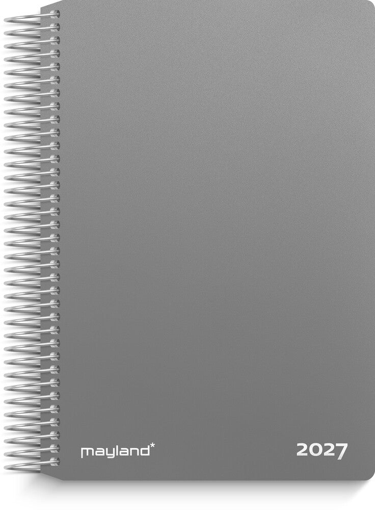 Spiralkalender 2027 dag pp mørkgrå Mayland 11,7 x 17,1 cm