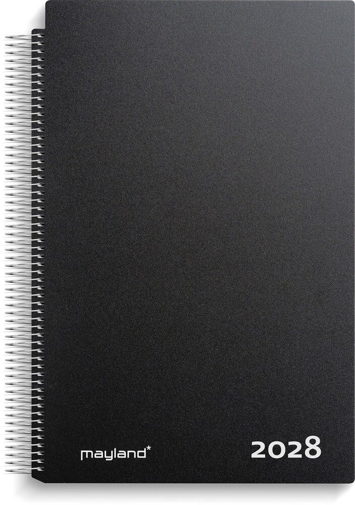 Aftalekalender 2028 dag A4 pp sort Mayland 21 x 30 cm