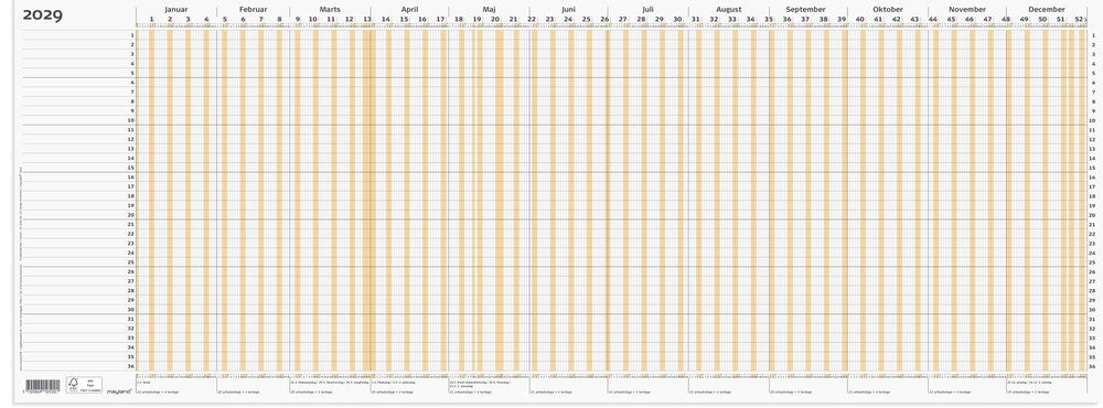 Projekt planner 2029 brun Mayland 80 x 30 cm