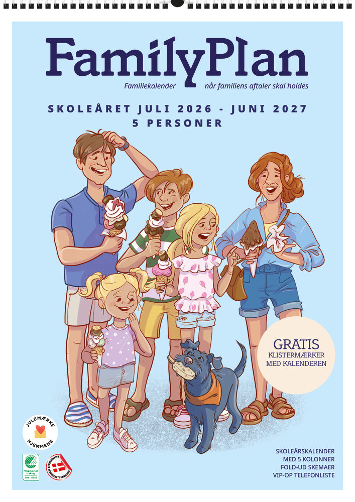 Familyplan skoleåret 2026/2027 m/5 kolonner