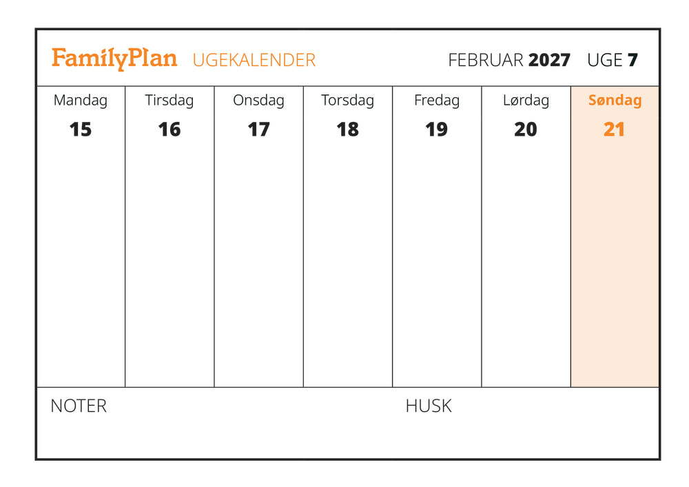 FamilyPlan Uge-kalender Blok 2027