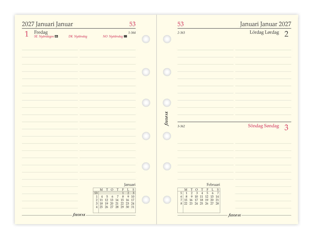 Refill Filofax Pocket 2027 Dag/Side