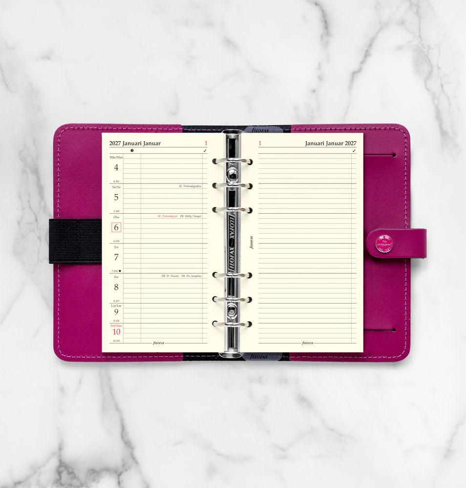 Refill Filofax Personal 2027 Uge/Side + Notat