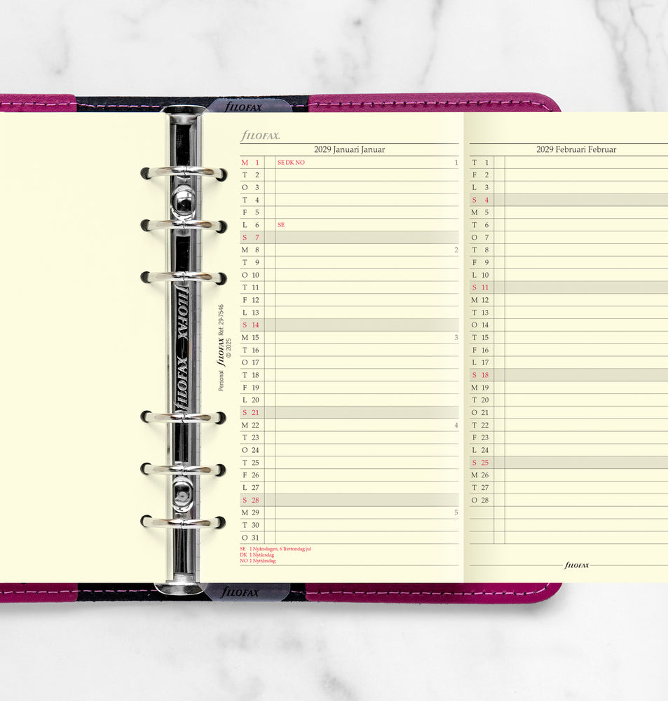 Refill Årssæt Filofax Personal 2029